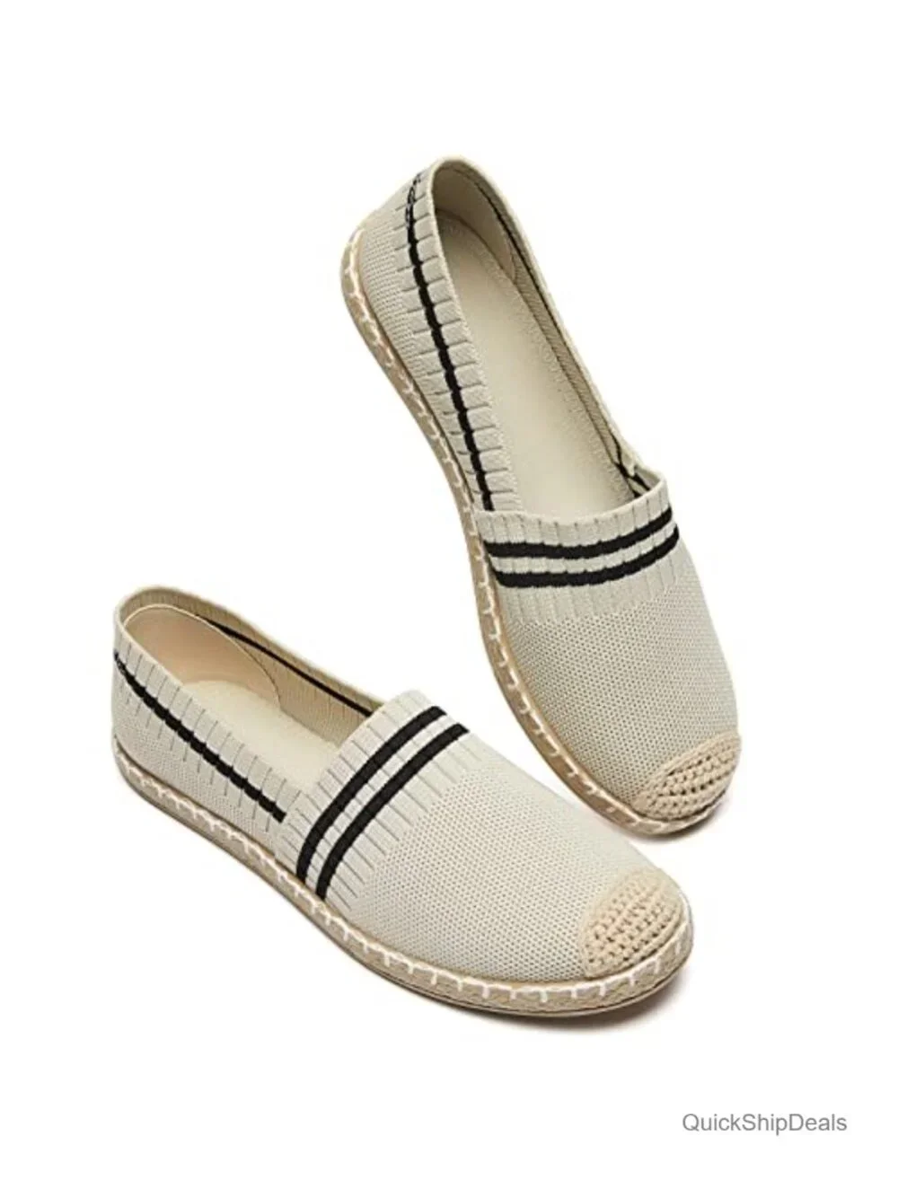 Womens Espadrilles Breathable Mesh Slip On Loafers Elastic Topline Lightweight